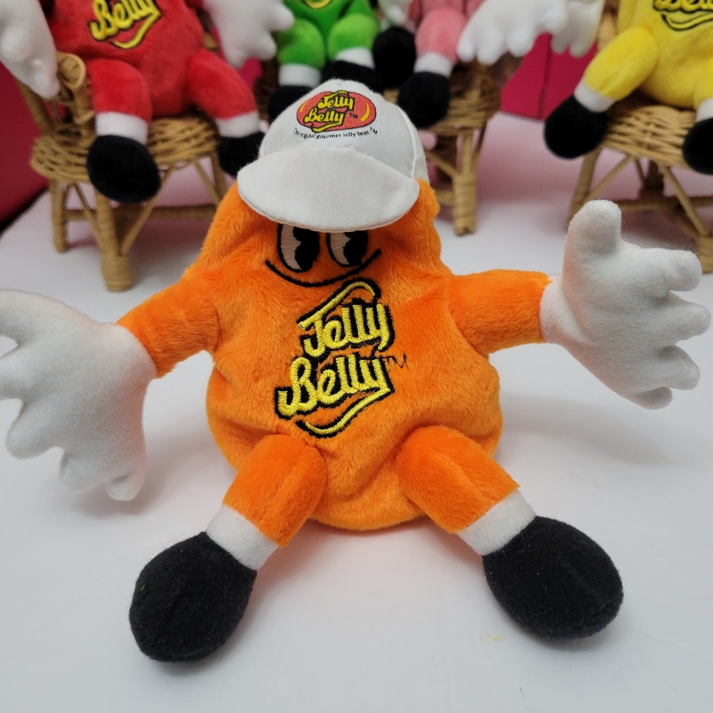 1999 Jelly Belly Vintage First Crop Tangerine Bean Bag Toy W Jelly Beans 7"